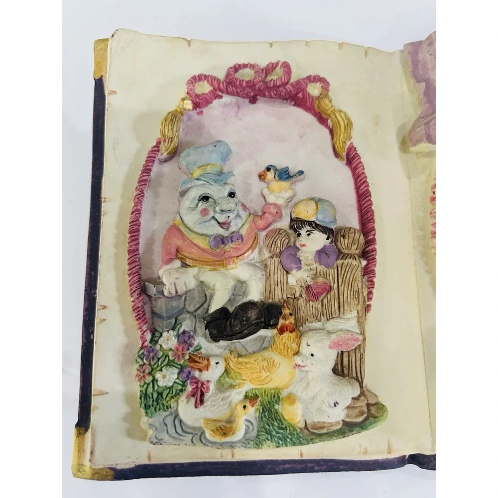 VTG Resin Storybook Picture Frame Humpty Dumpty Musical Nursery Rhyme 3.5